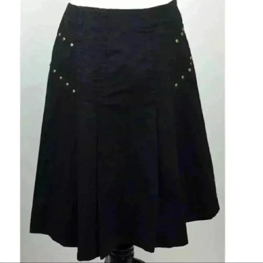 August Silk Options Skirt 4 Black Pleated Studded